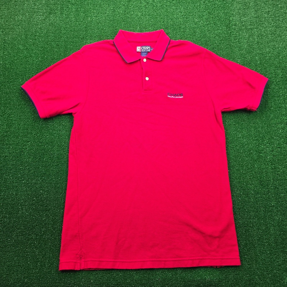 Chaps Ralph Lauren Polo Shirt Mens Large Red Short Sleeve Vintage Y2K Golf